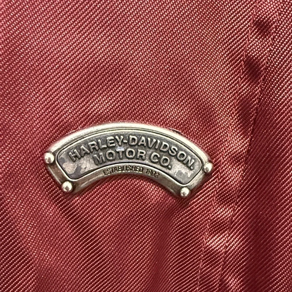 Harley-Davidson Women’s M Burgundy Nylon Motorcycle Jacket Metal Logo Zip Cuffs